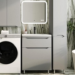 Style Line Тумба с раковиной Марелла 60 Люкс Plus антискрейтч серая матовая – фотография-3